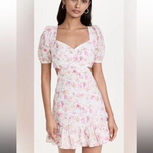 Astr Pink and Cream Floral Midi Dress